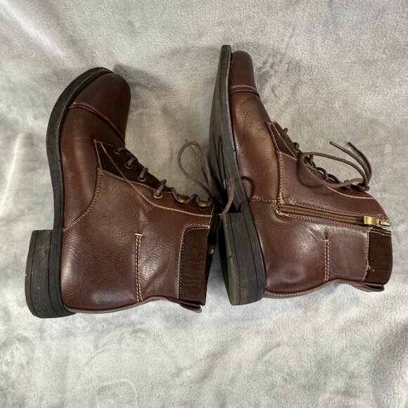 Steve Maddon mens 8.5M Brown M-Bradley  zip side ankle boots with laces